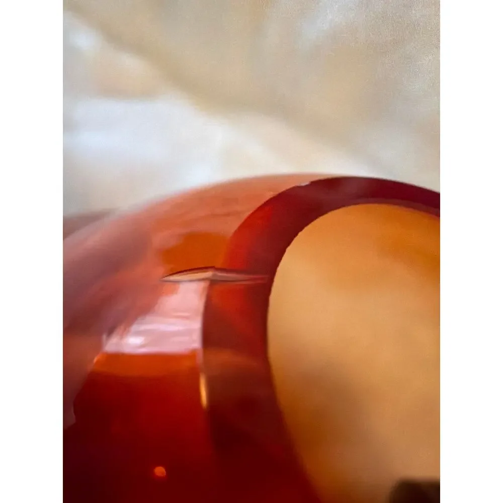 MCM Unsigned Art Glass Amberina Red Orange Ovoid Vase Rounded Heavy 5